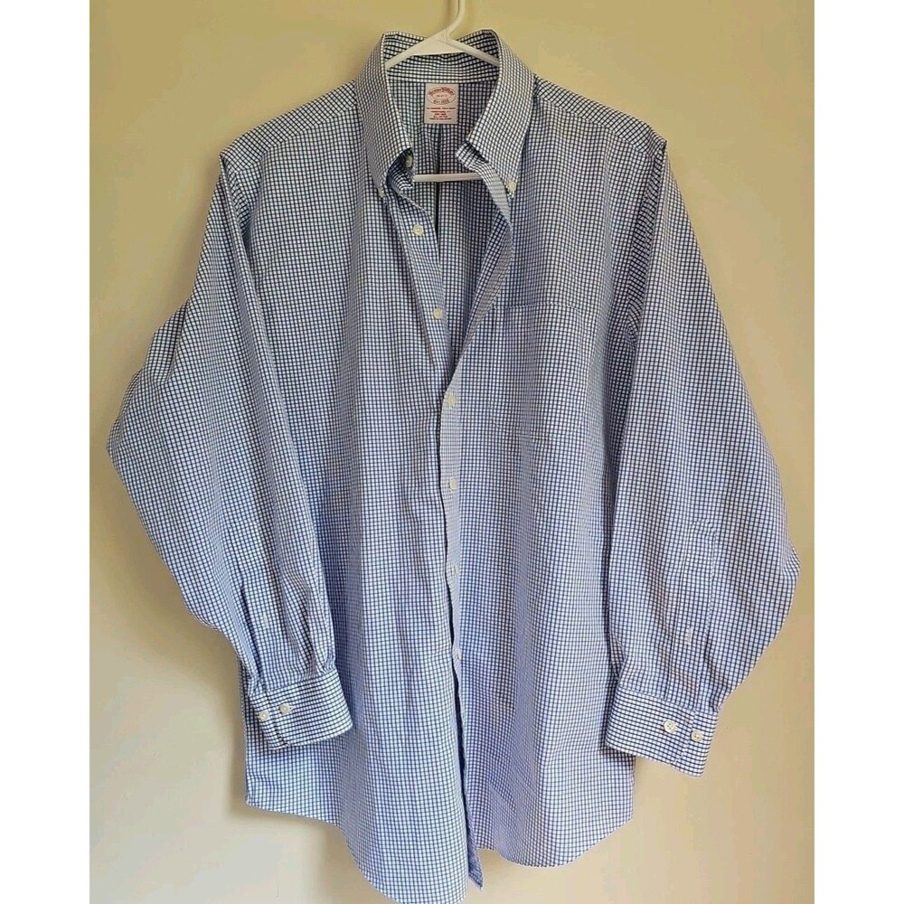 Brooks Brothers Button Down Size 16 2/3 100% Cotton Blue/White Checker Button